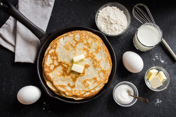 Crepes and ingredients