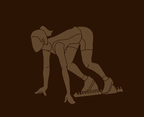 Runners sprinting, Marathon running designed using pixels graphic vector