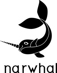Black cartoon narwhal with title © Kazakova Maryia