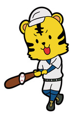 野球をする虎のイラスト素材