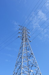 Electrical tower with blue sky