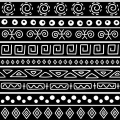 Seamless pattern in ethnic style. Ornamental element African theme. Set of seamless vintage decorative tribal border. Traditional African pattern background with tribal elements form.