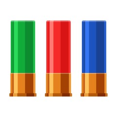 Shotgun shell hunting cartridges vector set. Bullets shot gun isolated on white background. Vector illustration
