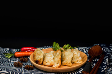 Chinese food Fried dumplings on plate