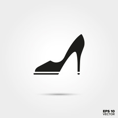 High heel stiletto vector icon. Elegant ladies foot wear symbol. 