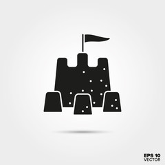 Sand castle vector icon. Summer holidays and beach fun symbol. 