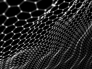 Abstract hexagon wire surface background. Technology concept. Noise grid structure.