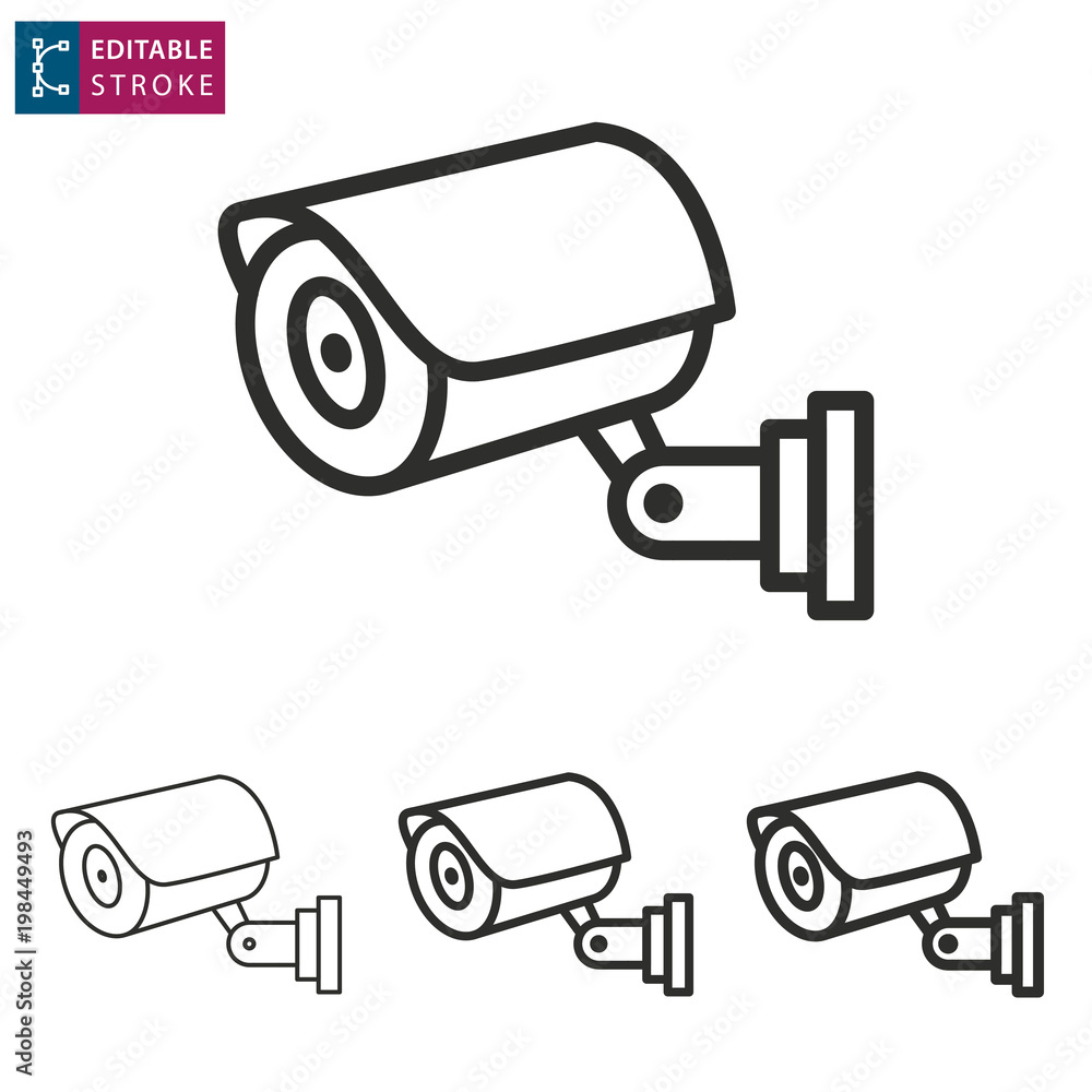 Poster security camera line vector icon. editable stroke.
