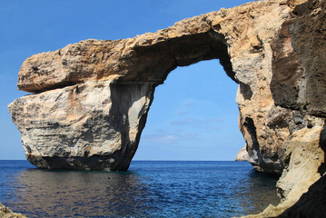 Fototapeta na wymiar Azure Window, famous stone arch of Gozo island. Malta