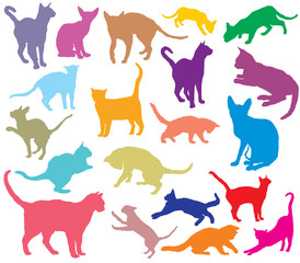 Set of colorful cats silhouettes-2