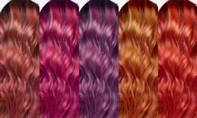 Hair Collection, shades, set of five colors. Curls hair