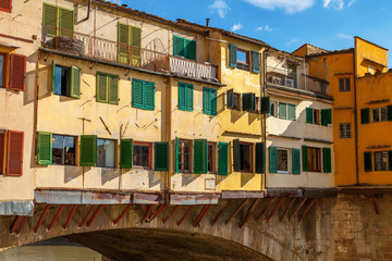 Rear view of buildings on the Ponte Vecchio bridge, Florence, Italy