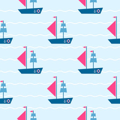 Pattern with boats on the sea