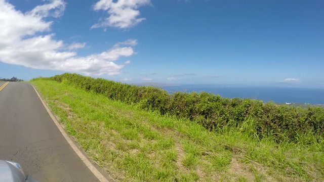 POV Driving at the Piilani highway (South-East Coast of Maui). Hawaii, USA