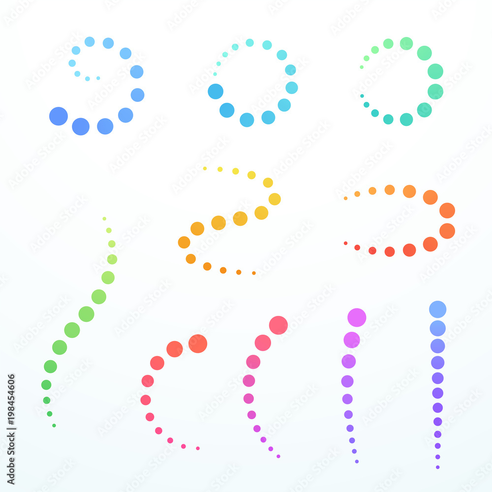 Poster abstract colorful gradient circle curvy swirl shapes set