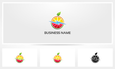 Orange Watermelon Fruit Healthy Power Logo