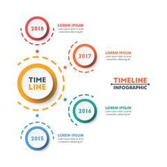 Circle Timeline Infographic Template with Colorful Rounded Button Design. Vector Illustration