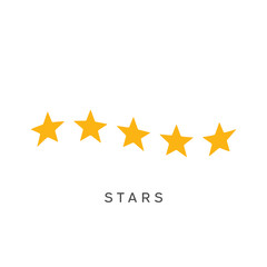 Waving five stars rating symbol.