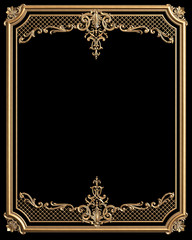 Classic moulding frame with ornament decor for classic interior isolated on black background