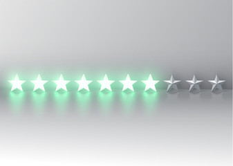 Glowing green 3D star rating, vector illustartion