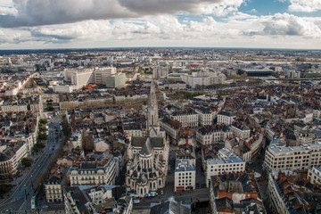 Photo a&eacute;rienne du centre-ville de Nantes, Loire Atlantique, France