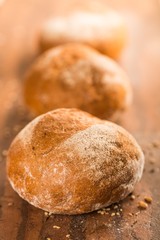 Assorted products breads on wooden table