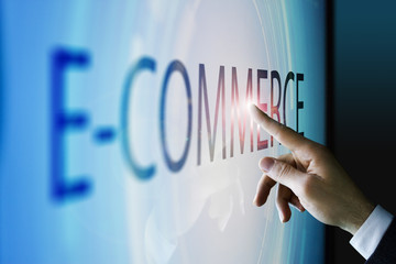 Businessman touching the screen about e-commerce