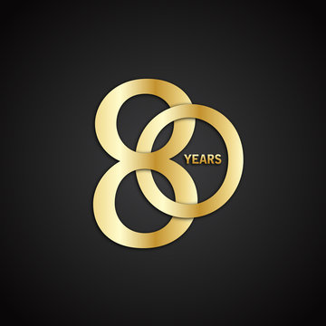 80 YEAR ANNIVERSARY Gold Vector Icon