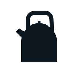 Steel kettle with handle.Kitchen element silhouette icon.