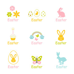 Fototapeta premium Happy Easter typography design set.