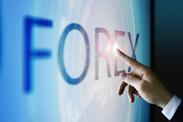 Businessman touching the screen about forex