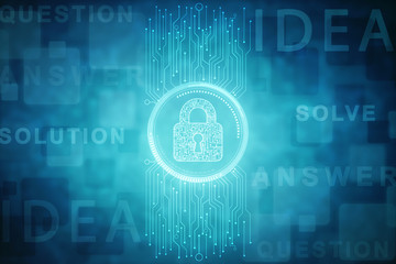 2d illustration Safety concept: Closed Padlock on digital background