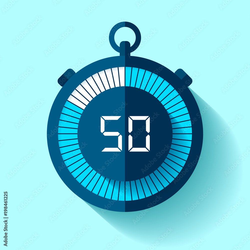 Poster stopwatch icon in flat style, timer on color background. sport clock. vector design element for you 