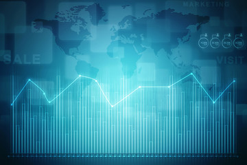 2d rendering Stock market online business concept. business Graph 