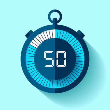 Stopwatch icon in flat style, timer on color background. Sport clock. Vector design element for you business project