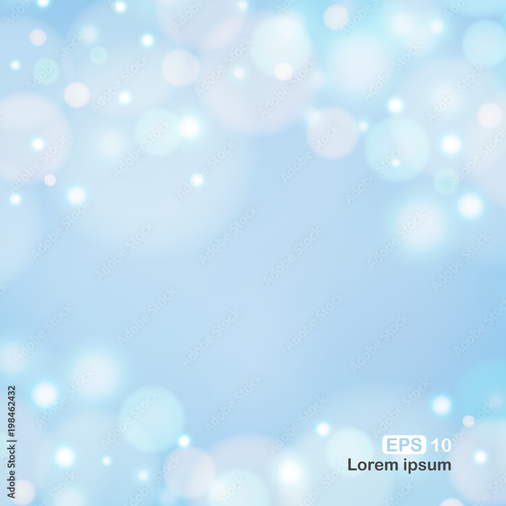 Poster abstract of blue sky background with colorful bokeh pattern