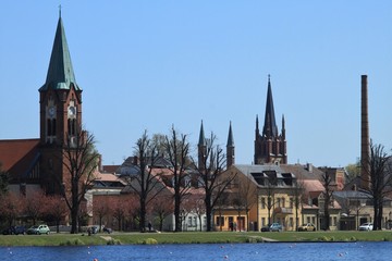 Inselstadt Werder (Havel) mit Kirchen Maria Meeresstern und Heilig Geist