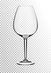 Vector illustration of a bordeaux wine glass in photorealistic style. A realistic object on a transparent background. 3D Realism