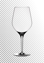 Vector illustration of a burgundy wine glass in photorealistic style. A realistic object on a transparent background. 3D Realism