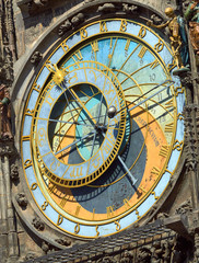 Fototapeta na wymiar The famous Astronomical clock in the centre of the old town in Prague in the Czech Republic.