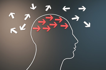 Human brain and thinking, ideas and ideas,arrow