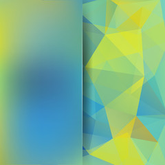 Background of blue, green geometric shapes. Blur background with glass. Colorful mosaic pattern. Vector EPS 10. Vector illustration