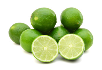 Fresh ripe lime isolated on white background