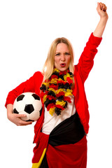 Junger Fussballfan jubelt