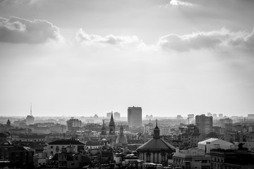 Milan city - black and white image