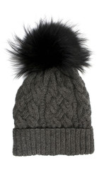 Gray hat with pompon