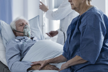Sad woman in hospital