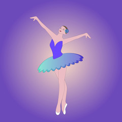 Beautiful and graceful girl ballerina takes a ballet dance.