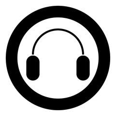 Headphone  icon black color in circle or round