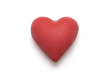 Red heart with clipping path over white background